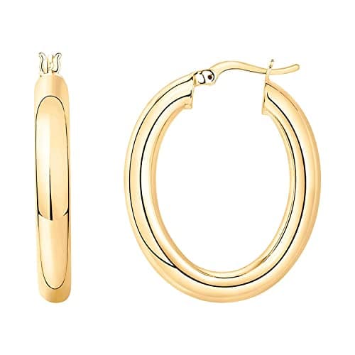 Julia Store 18K Gold Plated Large Thick Big Hoop Earrings Hypoallergenic Trendy Chunky Gold Hoops Earrings Huggie for Women