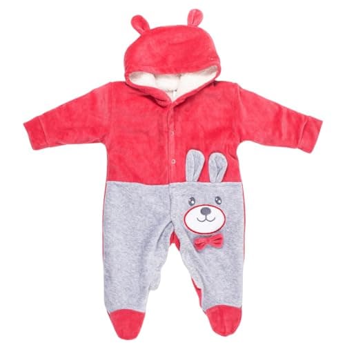Papillon Girls Embroidered Bear Velvet Hooded Long Sleeves Bodysuit Baby & Toddler Sleepers (pack of 1) One piece outfit