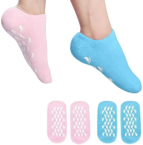KIRTNAVLI Spa Gel Socks, Full Heel/Feet Protector Silicone Ultra-Soft Socks with Moisturizing Natural Oil and Vitamin E - Helps Repair Dry ed Skin and Softens Skin Moisturizing sock glove
