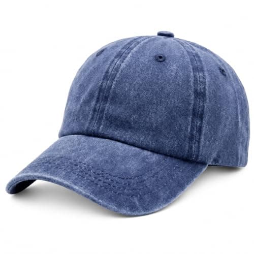 Washed Denim Baseball Cap for Men and Women | 100% Cotton Dad Hat | Adjustable Metal Strap | Vintage Classic Design | Sun Protection for Daily Use and Sports
