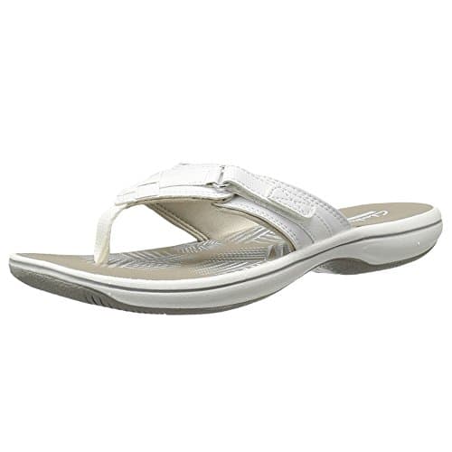 Clarks Women's Breeze Sea-Hanging Flip Flop, New White Synthetic, 39 EU Sandal
