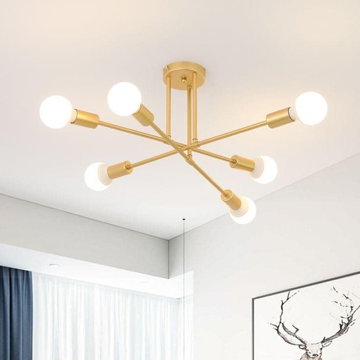 Generic Pendant Light 6 Bulb Without Bulbs 30 * 50 * 30cm Gold