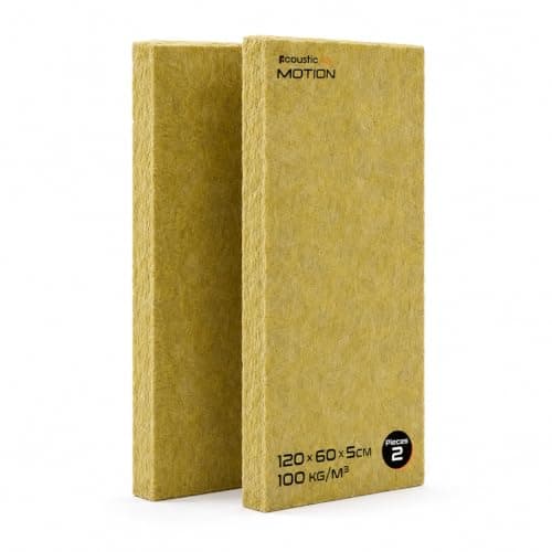 ACOUSTIC MOTION 2 Pack Rockwool Mineral Wool Insulation Board Rigid Acoustic High Temperature Insulation Board, 120 x 60 x 5 cm, Yellow 100kg/m3