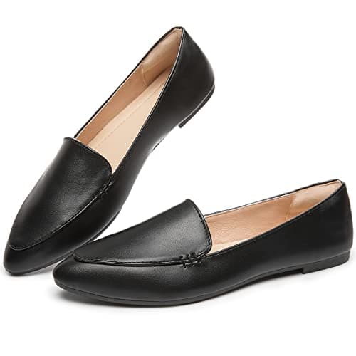 FINIWOR Loafers for Women Flats Shoes Women Pointed Toe Dress Shoes Comfortable Memory Foam Penny Loafers Slip On Shoes
