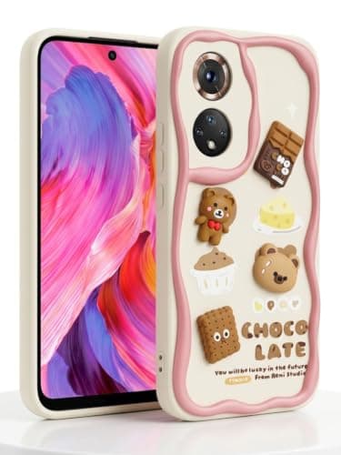 Compatible with Honor 50 / Nova 9 3D Cartoon Case - Cute Lightweight Raised Elements Soft Silicone Wavy Shape Comfortable Hand Cover (Chocolate & Cookies) Cellular phone case