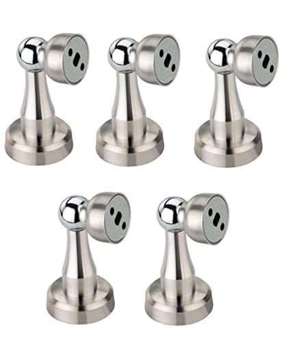 4-YOU Stainless Steel Heavy Sleek Magnetic Door Stopper/Blocker with Screws | Heavy Duty Door Stopper for Home & Office (Silver, Pack of 5)