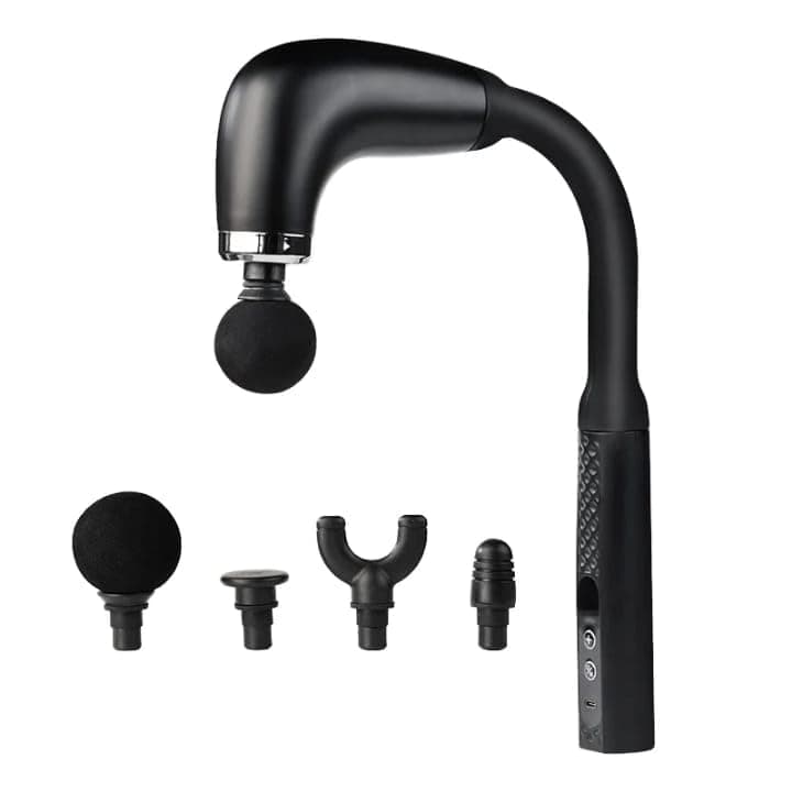Back Massager, U-Shaped Handheld Body Massage Tool with 4 Massage Heads for Neck, Shoulders, Back and Legs, Self-Massage Device for Hard-to-Reach Areas, Black