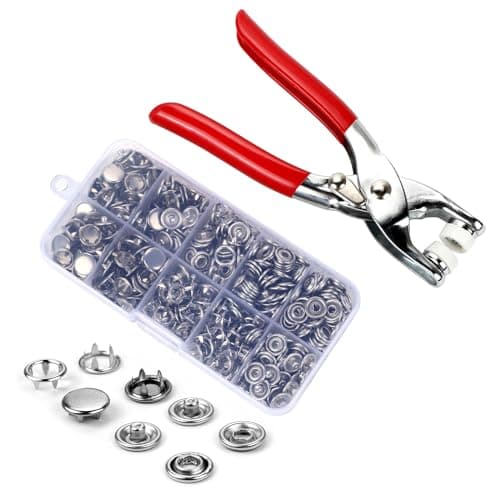 TRUEIN 150PCS Metal Press Studs Without Sewing, 5 Claw Metal Buckle Tool Set, Snap Button Fastener Kit for Fabric, Metal Snap Buttons with Fastener Pliers Tool Kit for DIY Craft