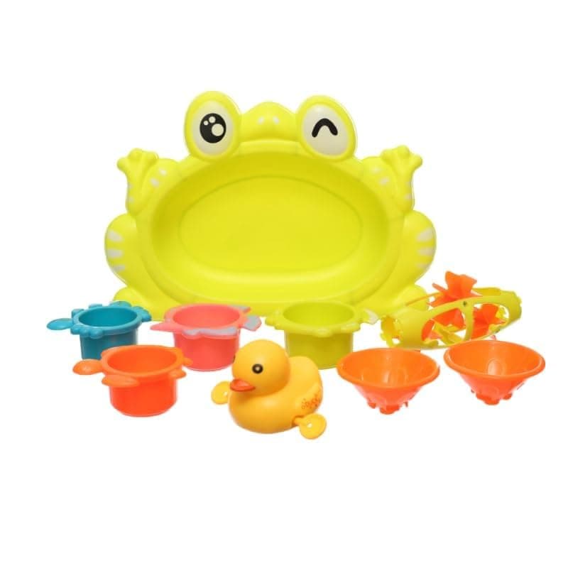 Plastic Bath Toys Ket With Moving Duck And Multiple Shapes Aiming To Add More Fun For Kids Set Of 9 Pieces - Multi Color