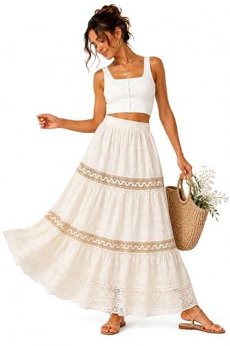 Beige Floral Maxi Skirt