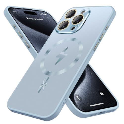 ZHK Magnetic Designed for iPhone 15 Pro Max Case, [Full Camera Lens Protector] [Mil-Grade Drop Tested] Scratch Resistant Matte Shockproof Cover for iPhone 15 Pro Max 6.7'', Sierra Blue Cellular phone case