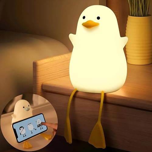 Night Lamp - Portable rechargeable silicone duck-shaped bedside light with 7 colorful LED touch modes, 200mAh battery, perfect for kids' rooms and gentle nighttime ambiance