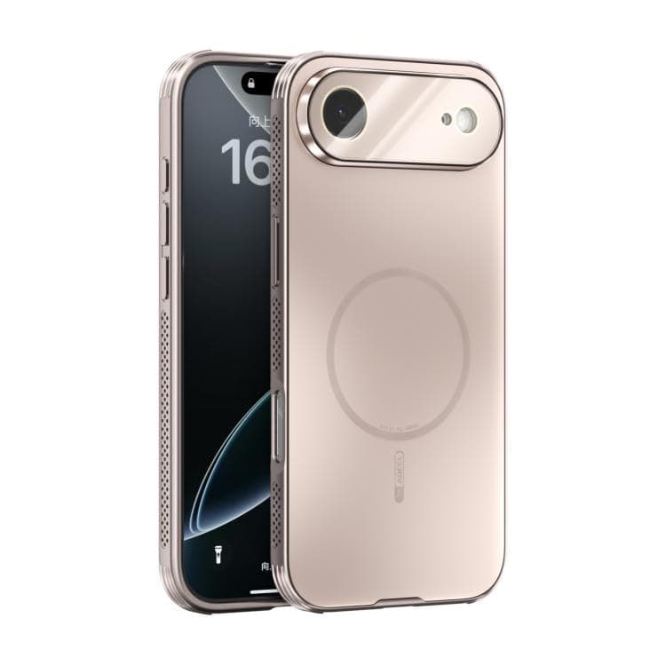 Protective case (Compatible with iPhone 17 Air), magnetic cover with camera lens protector, matte finish, military-grade impact protection, suitable for outdoor use. (Gold)