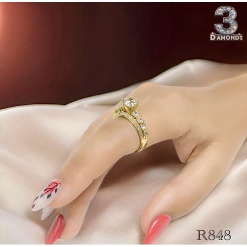 3 Diamonds 292474661779586 Golden Crown-Inspired Ring – Adorned With Sparkling Stones,Elegant.-1