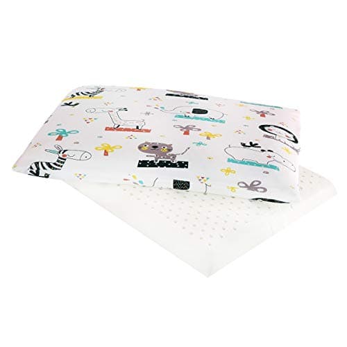 SYIDOOLE Toddler Pillows, Organic Cotton Pillowcase, Breathable Kids Natural Memory Latex Pillows for 0-24 Months (Animal Kingdom-16"x12")