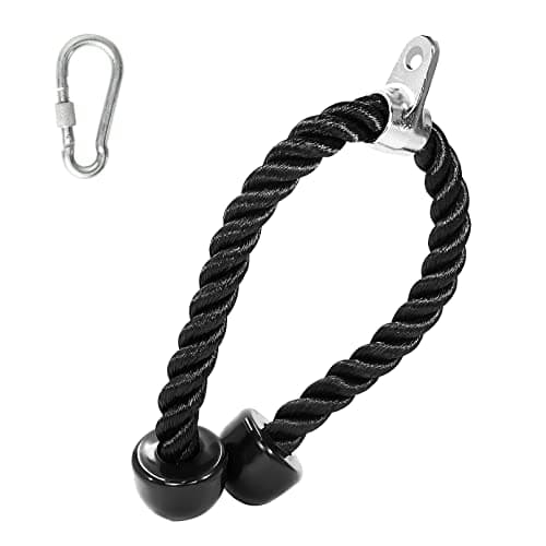 Luwint Deluxe Tricep Rope Cable Attachment, 27'' Long Heavy Duty Coated Pull Down Rope, Fitness Exercise Handle for Machine Home Gyms Pulley (2 Grips)