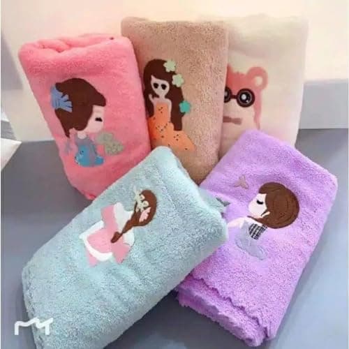 5 Pieces Soft Cartoon Towel Coral Fleece Solid Color Beauty Face Towel Sports Shower Bath Towel Home Hotel Bathroom for Adults Kids