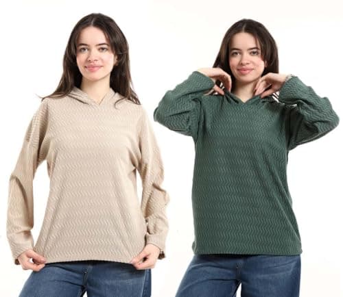 Red Circle Womens Bundle of 2 Comfortable Casual Long Sleeve Sweatshirt Bundle of 2 Comfortable Casual Long Sleeve Sweatshirt