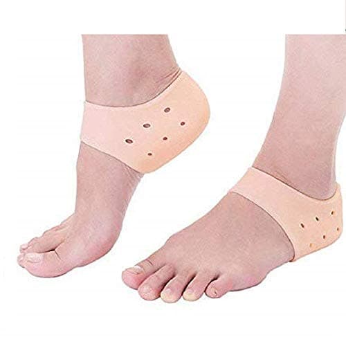 Mobhada Heels Protector Silicone Protective Anti-Cracked Pad Socks Foot Protectors Set for Women Girls Men Heel Pain Relief (1 Pair, Cream)