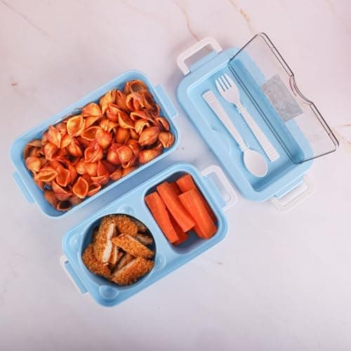 Generic High-quality polypropylene plastic lunchbox, safe and harmless to health., For lunch and snacks at school., 2-tier lunchbox.Dimensions: 22 x 12 x 10 cm, Available in blue/purple. bs Meal holder