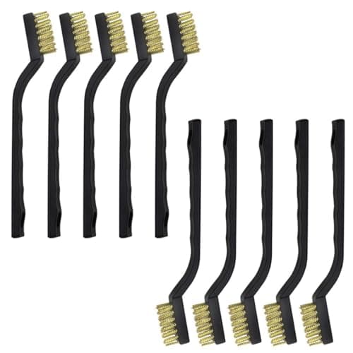 6 Piece Universal Cleaning Brush Set Copper Steel Nylon Wire with Metal Abrasive Comfortable Handles for All Surface Cleaning Brush Kit