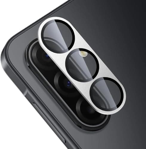 Camera Lens Protector for Samsung Galaxy A17 5G/4G Accessories, 9H Tempered Glass Metal Ring Camera Cover Screen Protector, Case Friendly, Anti Scratch, Silver