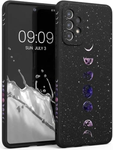 Case Compatible with Samsung Galaxy A72 - Ultra HD Long Lasting UV Print on Back and Sides - Matte Surface Anti-Fingerprint (Moon Phase) Cellular phone case