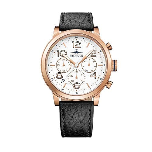 Tommy Hilfiger Men's White Dial Leather Band Watch - 1791236
