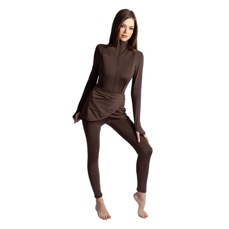 MINERVASECRET 4 Piece Full Coverage Burkini Set Top - Skirt - Leggings - Cape Swimwear