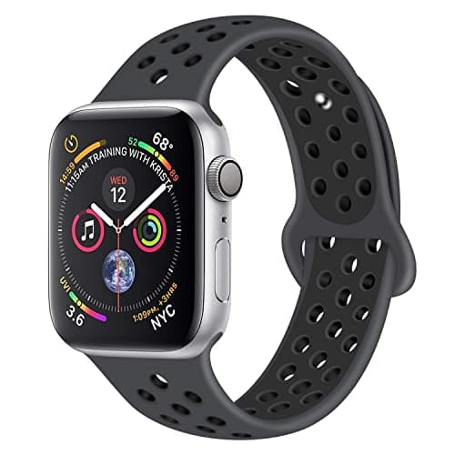 RDX Silicone Replacement Wristband for iWatch Series 4/3/2/1 (S/M, 42mm/44mm, Black) Watch band