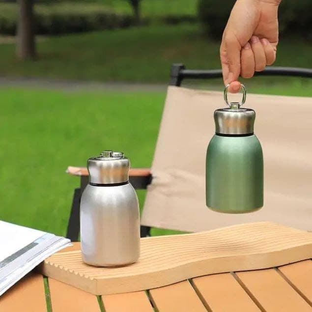 Generic Mini stainless steel water bottle, Features a metal loop on the lid; ideal for clubs, schools, classes, and travel, Capacity: 300 ml, Available in multiple colors, .db