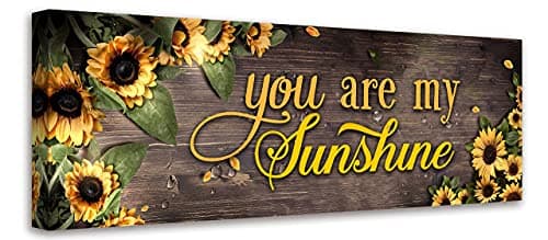 Sunflower Wall Art You Are My Sunshine Inspirational Quotes Wall Decor Rustic Sunflower Painting Picture Signs Canvas Print Artwork For Kitchen Living Room Bedroom Bathroom Home Decor 6x17 Inch