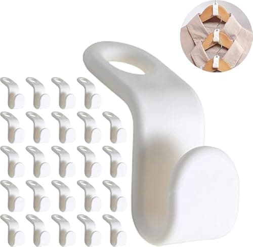 Clothes Hanger Connector Hooks, Coat Hanger Hooks Space Saver, Hanger Extender Clips (20Pcs -Color : White)