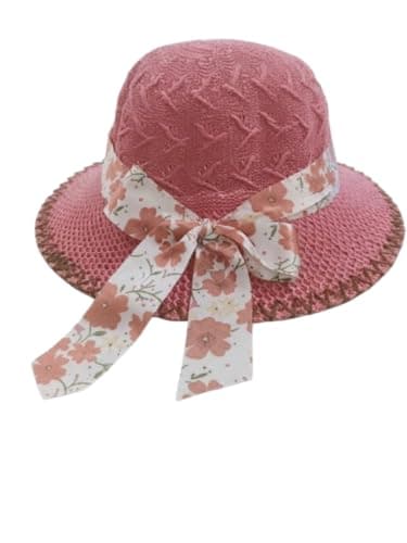Kids Sun Hat Girls Beach Summer Holiday Hat Cute Fashion Hat for Kids | Beach & Summer, Woven Design, Floral Bow Tie, Sun Protection, Toddler
