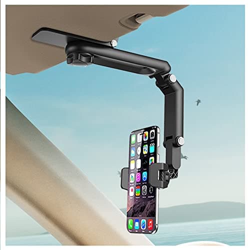 VARGTR Sun Visor Car Phone Holder, Mount Clip for Car Cellphone,1080°Rotatable Sun Visor Phone Holder for Car Multifunctional,Foldable Car Phone Mount for Sun Visor Rearview Mirror Steering Wheel Portable electronic device mount