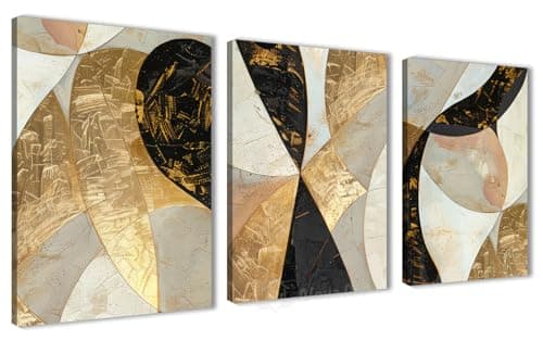 NOVA ART Abstract Canvas Wall Art Modern Style Geometric Shapes Wall Decor for Bedroom Living Room Office Etc Modern Home Decor 30 cm x 40 cm x 3 Pieces