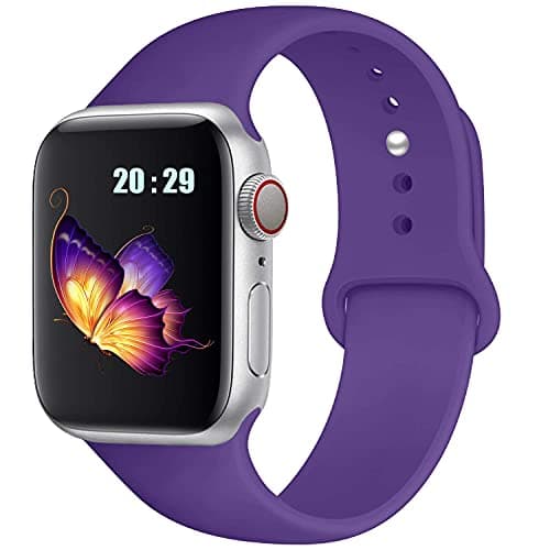 Sweatproof Silicone Double Lock Pin and Adjustable Replacement Band for Apple Watch Series 1,2,3,4.6 (Purple) - 38mm/40mm