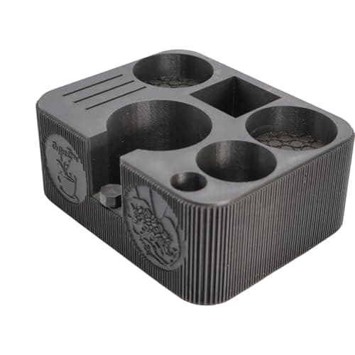Coffee Organizer Stand & Tamping station size 51 mm | Compact Barista Tool Holder for Tamper, Distributor & Portafilter, Handmade 3D Design for Home Espresso Setup with decorative texture