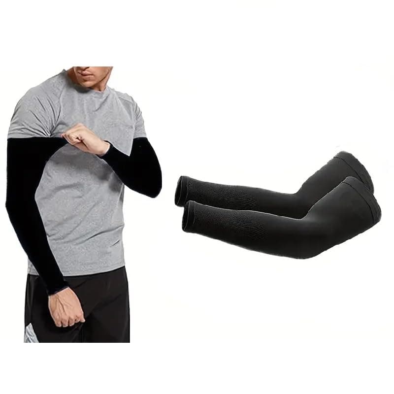 Kapper Trade UV Protection Cooling Arm Sleeves Summer Winter Motorcycle Arm Protector for Men and Women (Pair, Black, Code:8824) - KaberTrade