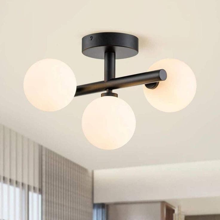 Generic Pendant Light 3 Bulb Without Bulbs 25x30x25cm Black Light fixture