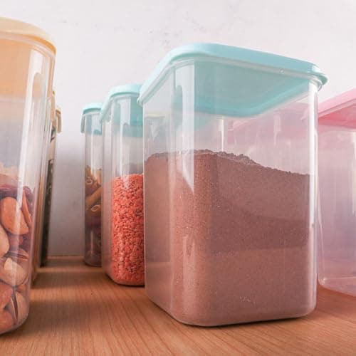 3100ml, 2100ml and 1400ml Tri Size Legume Storage Container Set, Multicolor for Keeping Rice, Pasta, Legumes in a Safe and Practical Way for All Kitchens Food storage container
