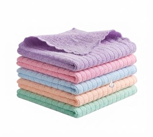 Microfiber Cleaning & Polishing Towels - 5 Pieces Multipurpose for Kitchen, Glass, Surfaces, Car - 25x25cm