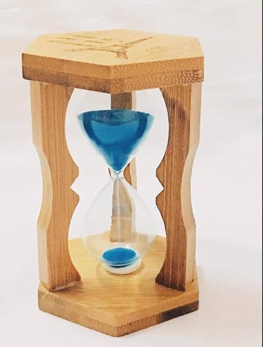 Generic Decorative Hourglass Sand Timer with Wooden Frame, Blue Sand (10 minute)