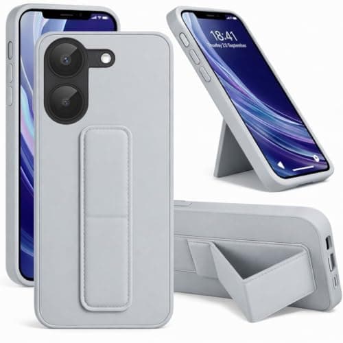 Back Cover Stand Case FOR POCO X8 PRO Magnetic Car Holder Soft Silicone Horizontal & Vertical Kickstand Cover Wrist Strap Full protection Anti Fingerprint Case, Gray Cellular phone case