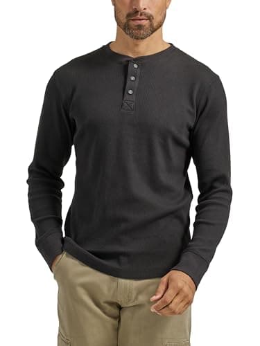 Wrangler Authentics Men's Henley Shirt, Caviar, XXL