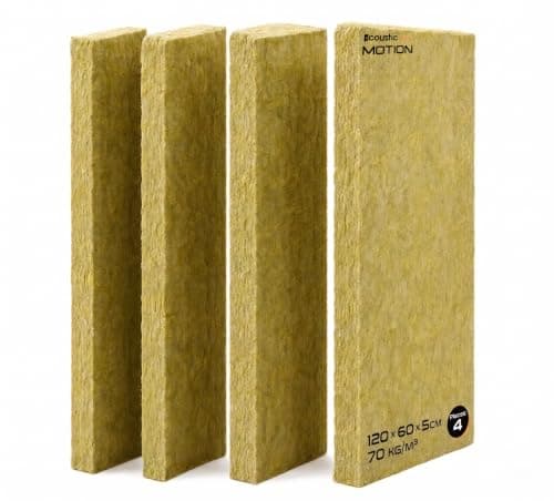 ACOUSTIC MOTION 4 Pack Rockwool Mineral Wool Insulation Board Rigid Acoustic High Temperature Insulation Board, 120 x 60 x 5 cm, Yellow 70kg/m3