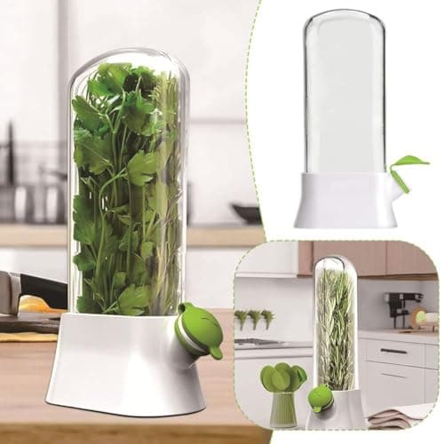 Generic Herb Container, Large Clear Vegetable Storage, Keeps Leafy Greens Fresh, Fits Refrigerator Door, .kl Food storage container