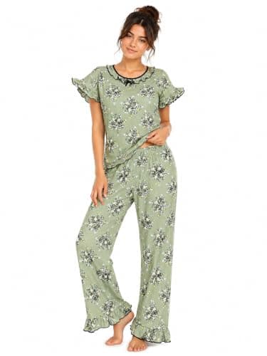 Women's two-piece pajama set with a collar on the chest,Multicolour,XL