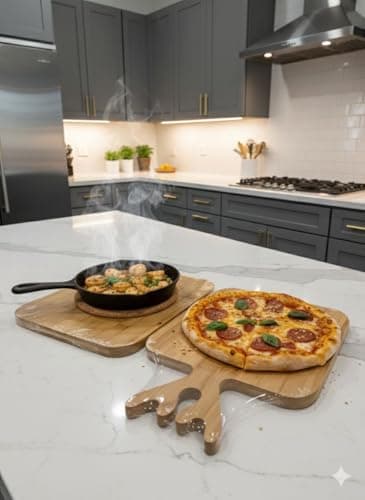 Generic Premium Bamboo Pizza Board, 20cm Serving Paddle with Handle, Natural Wood Appetizer Platter and Coaster for Kitchen, Dining. Dishware plate