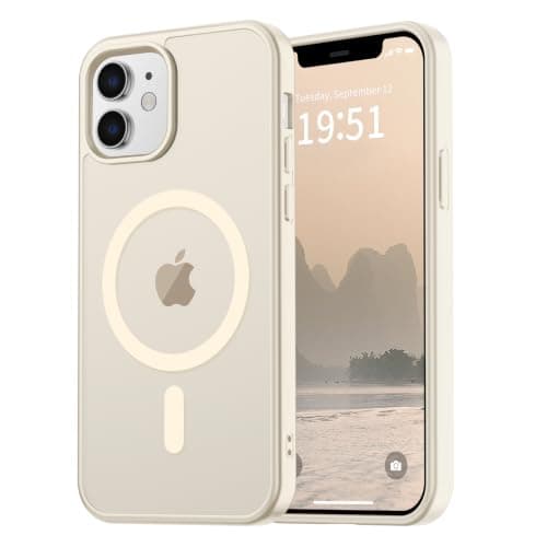 vnnink for iPhone 12 Case/iPhone 12 Pro Case Antique White | Compatible with Magsafe,Military Grade Drop Protection,Magnetic Matte Translucent Shockproof Phone Cover Cellular phone case